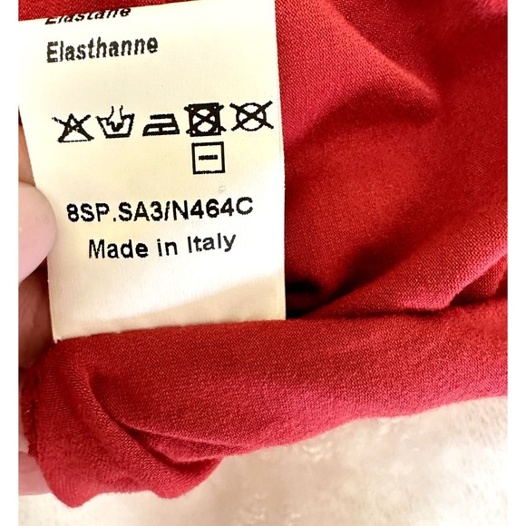 VTG Jersey Dress SHIRT PASSION ITALIA Dark Red Embroidered Bat Sleeves SZ S - Picture 14 of 14